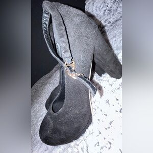 Platform Black Velvet Heels